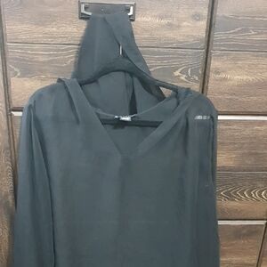 Venezia Black Swim Coverup Sheer Hooded & Long Sleeve 26W